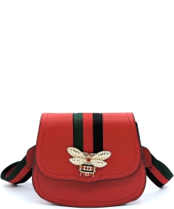 Embellished Queen Bee Saddle Crossbody Bag LHU1291 RED